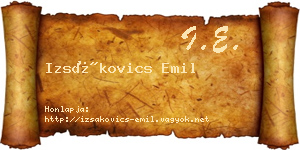 Izsákovics Emil névjegykártya